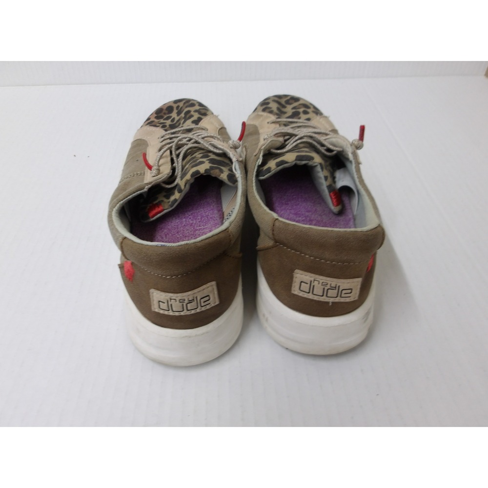 Hey Dude Wendy Leopard Tan Canvas Slip On Loafers Shoes Womens 9 /#26726